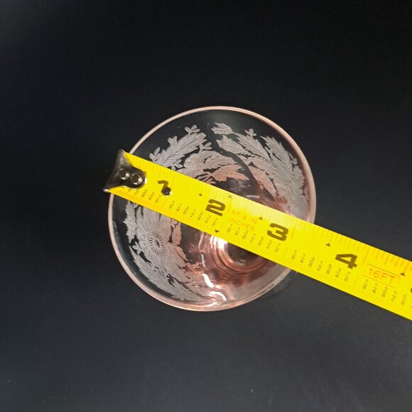 Tiffin Franciscan Sylvan Pink Etched Glass Footed Tumbler - Picture 10 of 16